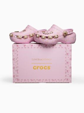 LoveShackfancy CROCS Pink Floral Pearl-Embellished Clogs